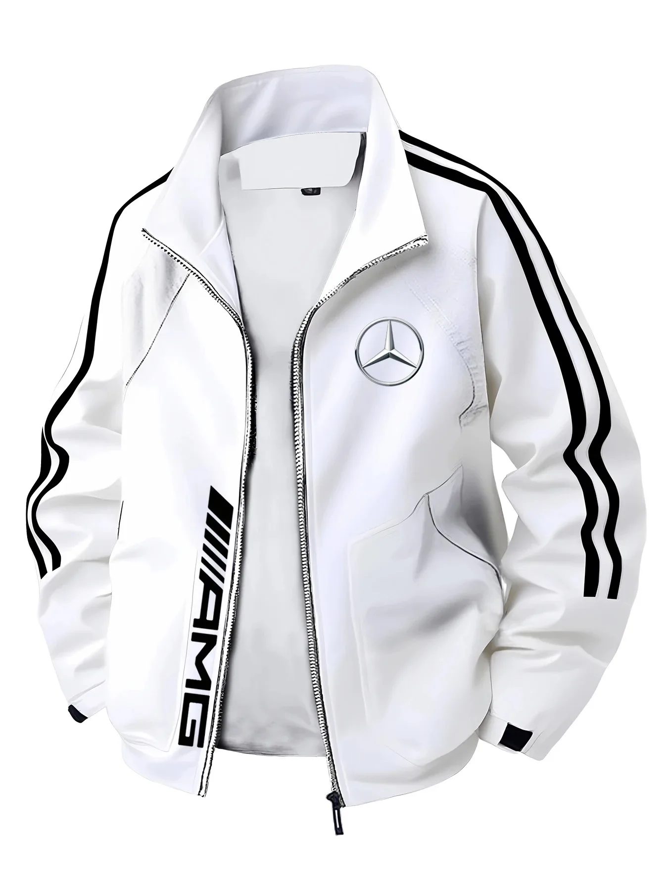 Мужская повседневная куртка на молнии Mercedes Benz, рукава реглан, полосатый дизайн, спортивная куртка пилота с большим карманом
Мужская повседневная куртка на молнии Mercedes Benz, рукава реглан, полосатый дизайн, спортивная куртка пилота с большим карманом