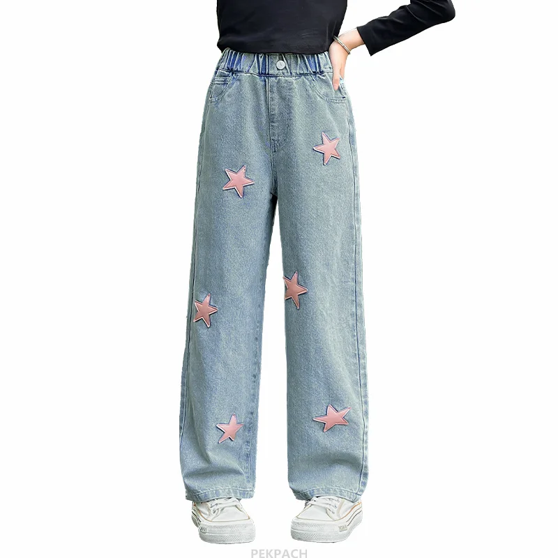 Vintage Children Clothes Girl High Waist Straight Leg Jeans Pants For Teenage Kids Casual Denim Trousers With Star Pattern
Vintage Children Clothes Girl High Waist Straight Leg Jeans Pants For Teenage Kids Casual Denim Trousers With Star Pattern