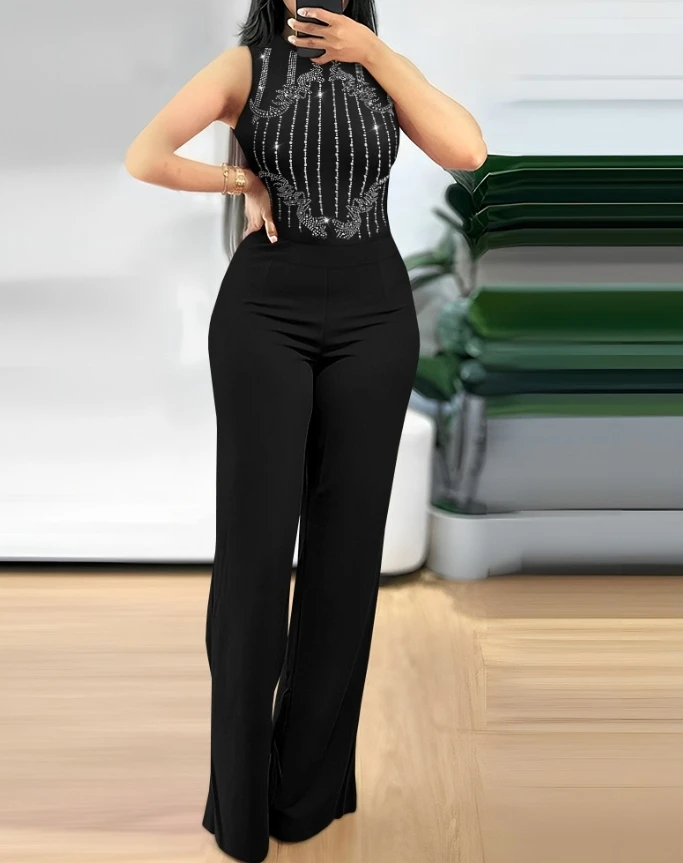 New Fashion Women's Skinny Sexy Party Jumpsuits Daily Rhinestone Round Neck Sleeveless Jumpsuit Casual Loose Romper for Women
New Fashion Women's Skinny Sexy Party Jumpsuits Daily Rhinestone Round Neck Sleeveless Jumpsuit Casual Loose Romper for Women