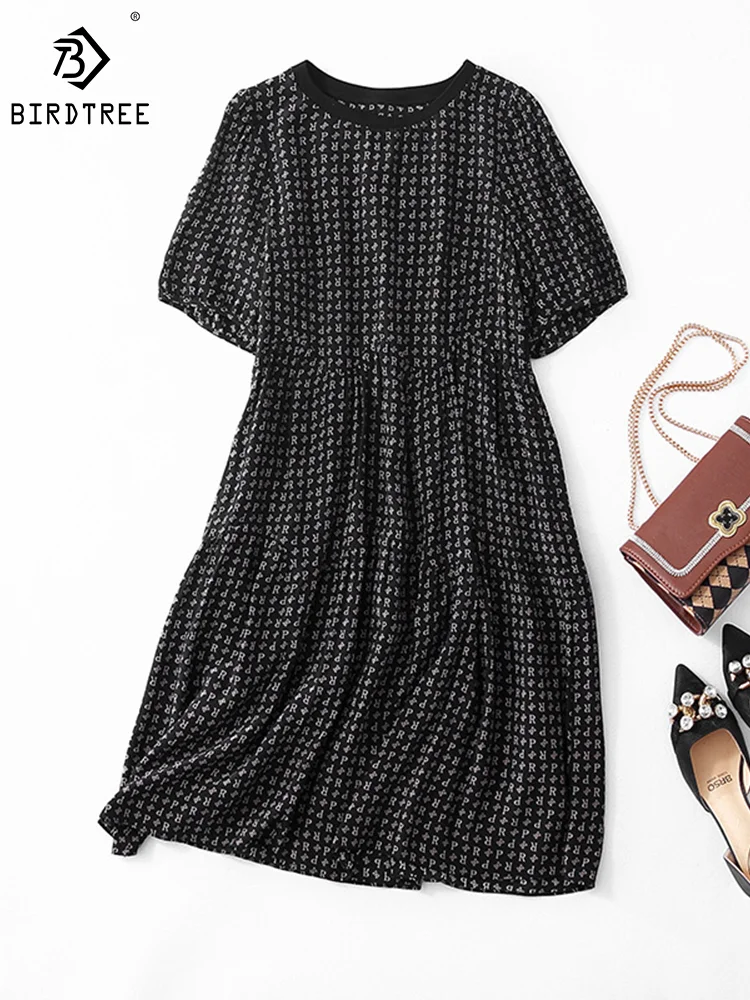 BirdTree, 100%Real Silk Dresses, O Neck Short Sleeve Letter Printing, Women Elegant Fashion OL Dress, 2024 Summer New, D43363QM
BirdTree, 100%Real Silk Dresses, O Neck Short Sleeve Letter Printing, Women Elegant Fashion OL Dress, 2024 Summer New, D43363QM