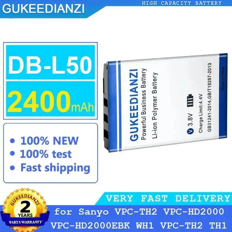 Safe For Sanyo Vpc-TH2 Vpc-HD2000 Vpc-HD2000EBK WH1 TH1 Camera Battery 2400Mah DB-L50
Safe For Sanyo Vpc-TH2 Vpc-HD2000 Vpc-HD2000EBK WH1 TH1 Camera Battery 2400Mah DB-L50