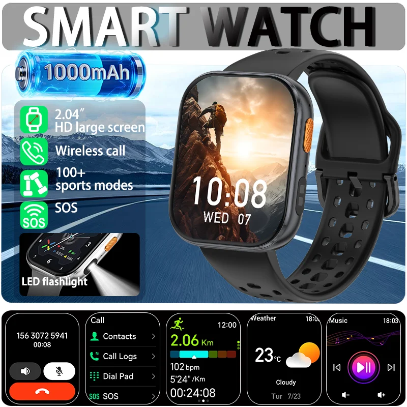2026 New smart watch 1000mAh 2.04 inch HD screen all day health heart rate detection 100+ sports IP68 waterproof Bluetooth call
2026 New smart watch 1000mAh 2.04 inch HD screen all day health heart rate detection 100+ sports IP68 waterproof Bluetooth call