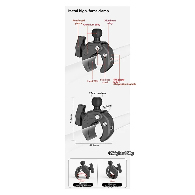 A33T-For Action Cameras Mount Clamp Stand Anchor Metal Aluminum Black For Insta360 X5 Ace Pro 2 Gopro 13 Motorcycle Accessories
A33T-For Action Cameras Mount Clamp Stand Anchor Metal Aluminum Black For Insta360 X5 Ace Pro 2 Gopro 13 Motorcycle Accessories