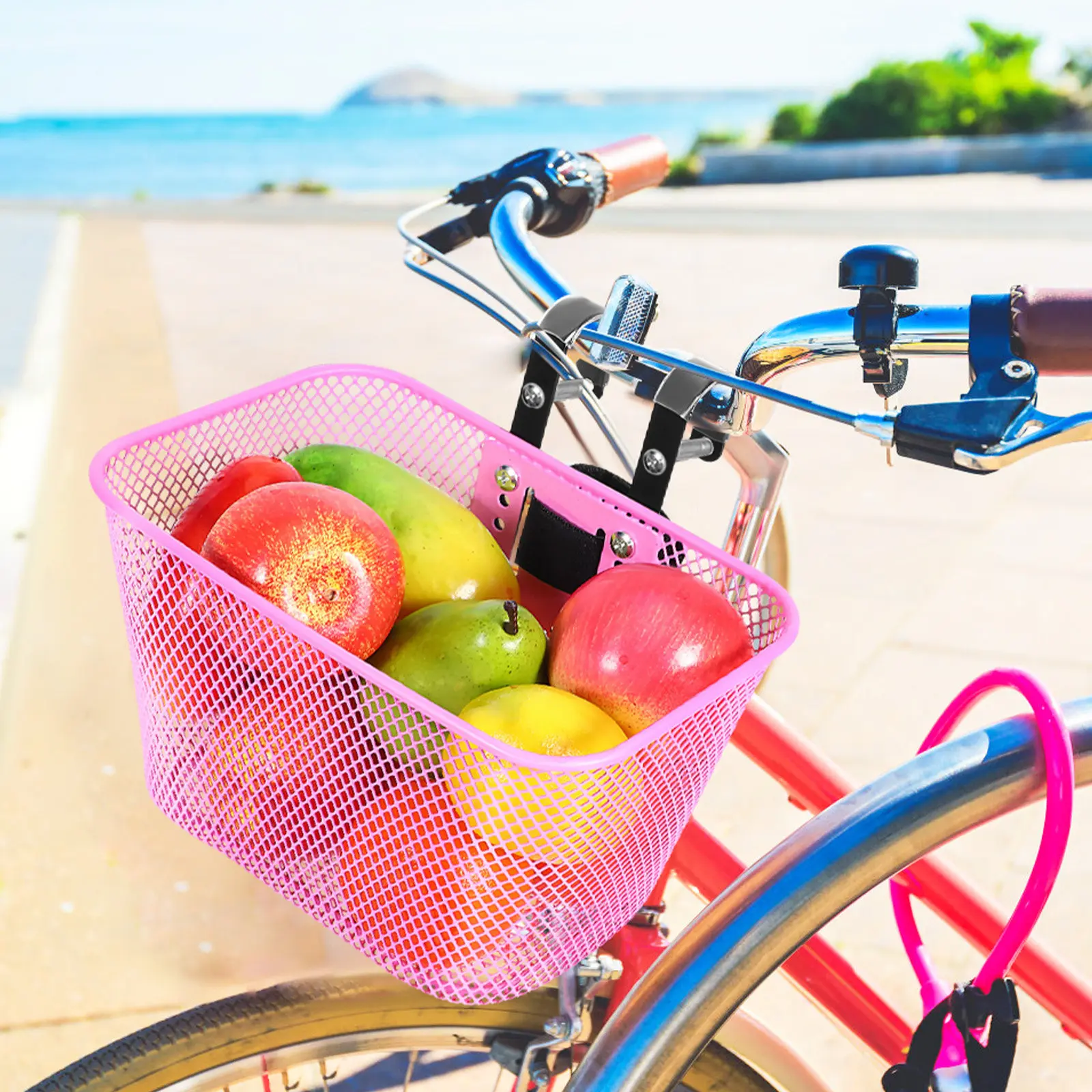 Front Bike Basket Universal Square Mesh Sturdy Iron Quick Release Strap Handlebar Basket for Women Cycling Use
Front Bike Basket Universal Square Mesh Sturdy Iron Quick Release Strap Handlebar Basket for Women Cycling Use
