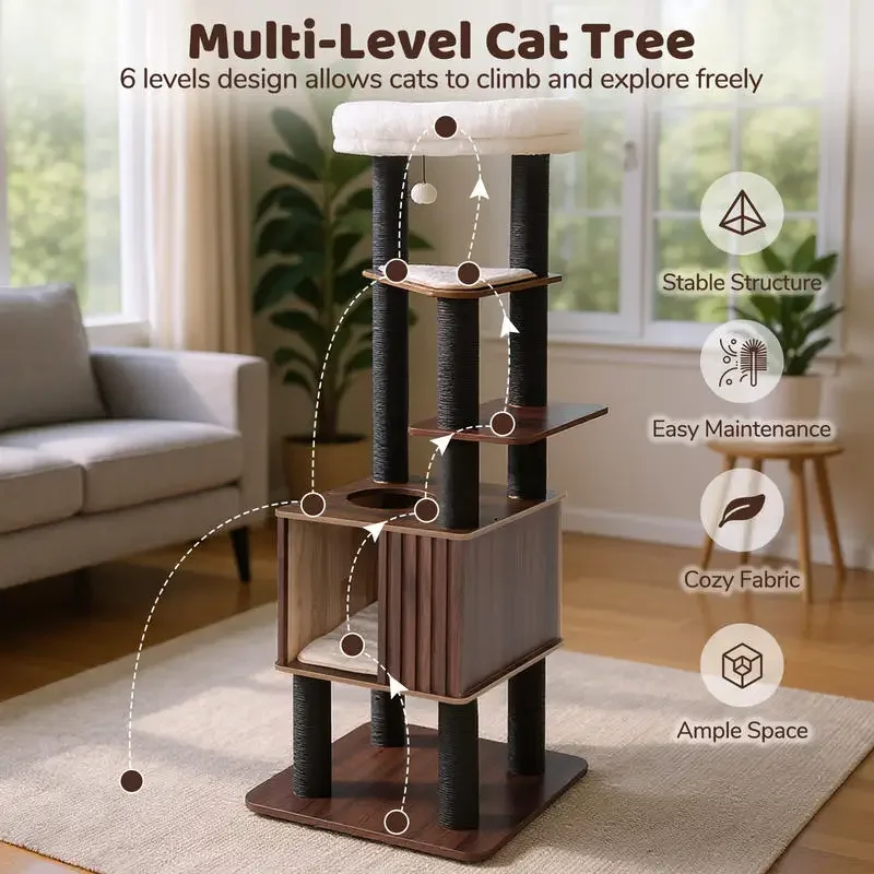 Wooden Cat Tower Top Perch with Soft Padding-Brown
Wooden Cat Tower Top Perch with Soft Padding-Brown