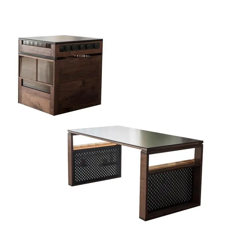 Island dining table integrated retractable combination simple retro black walnut slate kitchen locker
Island dining table integrated retractable combination simple retro black walnut slate kitchen locker