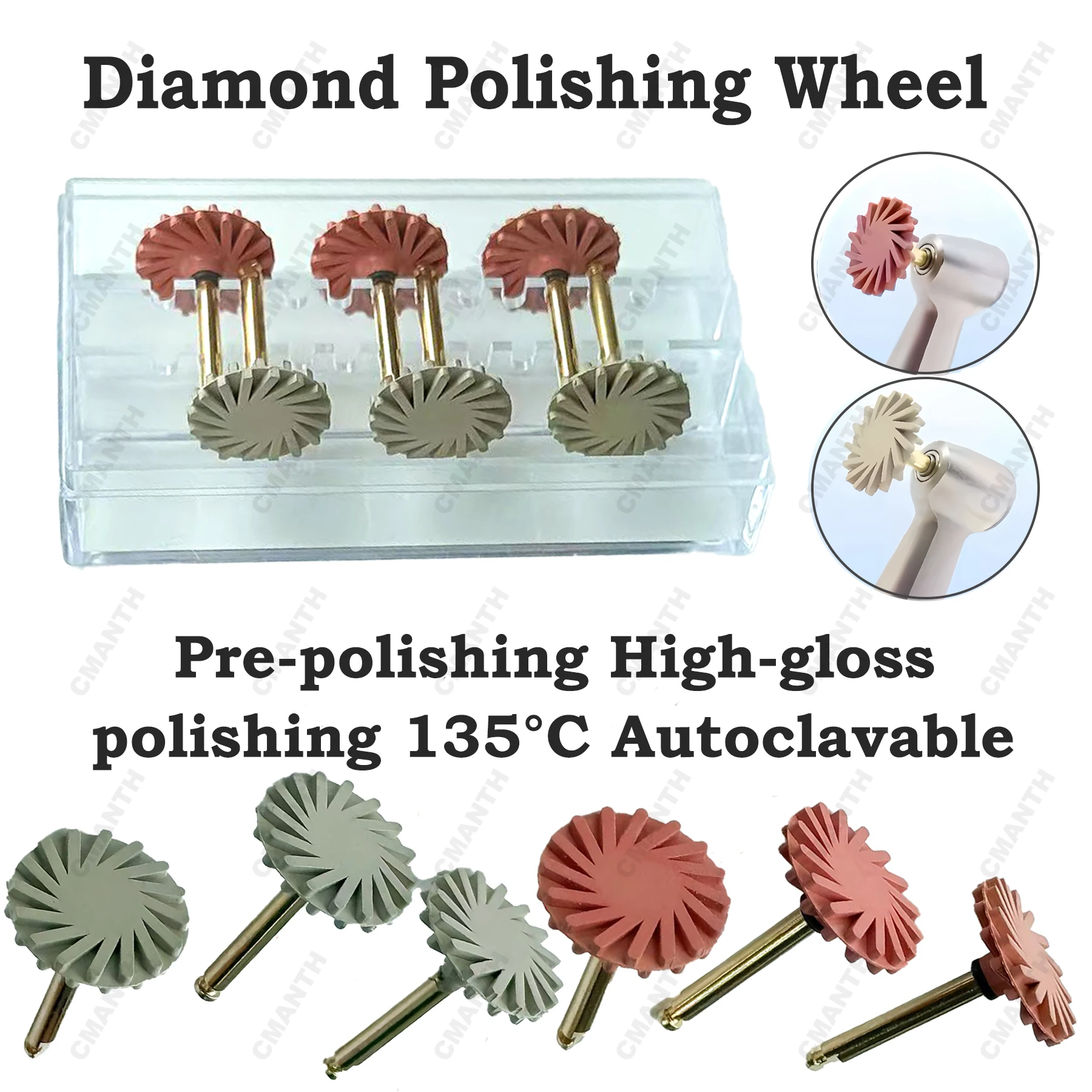 6pcs/Box Dental Rubber Polisher Composite Resin Diamond Impregnated Polishing System Wheel Kit CA 2.35MM Dentistry Materials
6pcs/Box Dental Rubber Polisher Composite Resin Diamond Impregnated Polishing System Wheel Kit CA 2.35MM Dentistry Materials