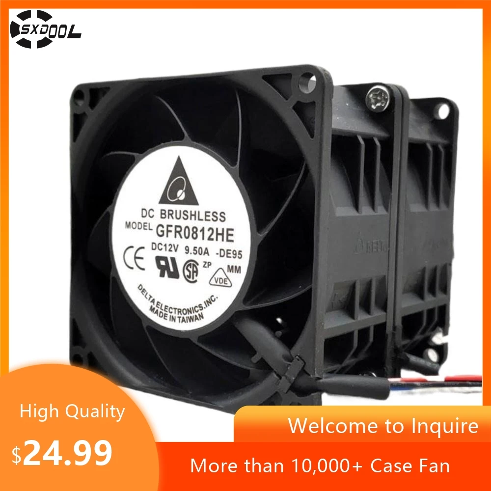 For Delta GFR0812HE 80x80x76mm 12V 9.5A 30000RPM 280CFM Ultra-Violent Dual Motor Fan
For Delta GFR0812HE 80x80x76mm 12V 9.5A 30000RPM 280CFM Ultra-Violent Dual Motor Fan