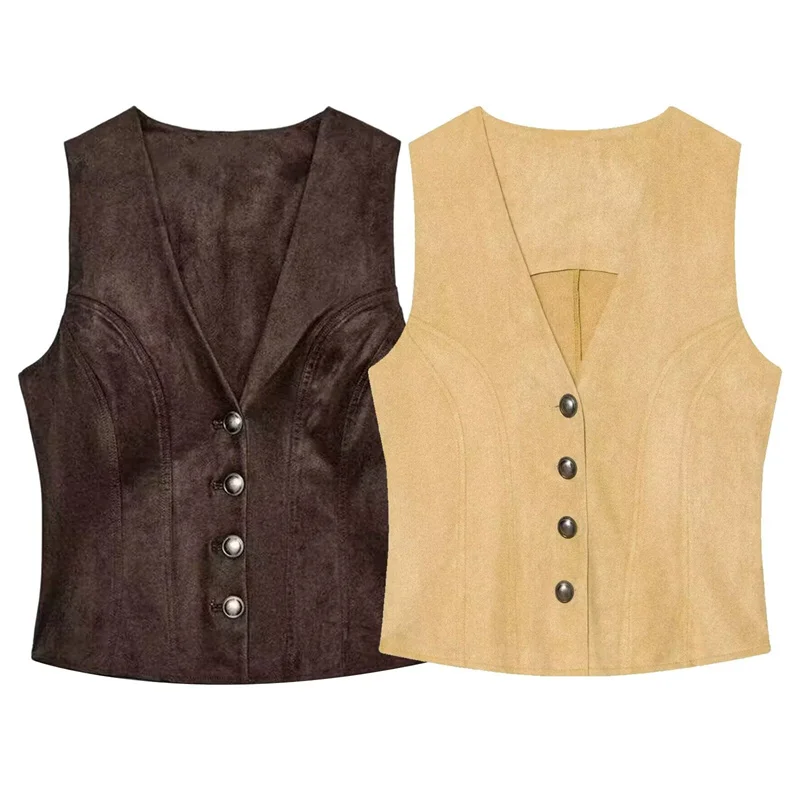 Women's Vest 2026 Summer New Solid Color Sleeveless Suede Texture Single-Breasted Decorative Vest Casual Fashion Personality
Women's Vest 2026 Summer New Solid Color Sleeveless Suede Texture Single-Breasted Decorative Vest Casual Fashion Personality