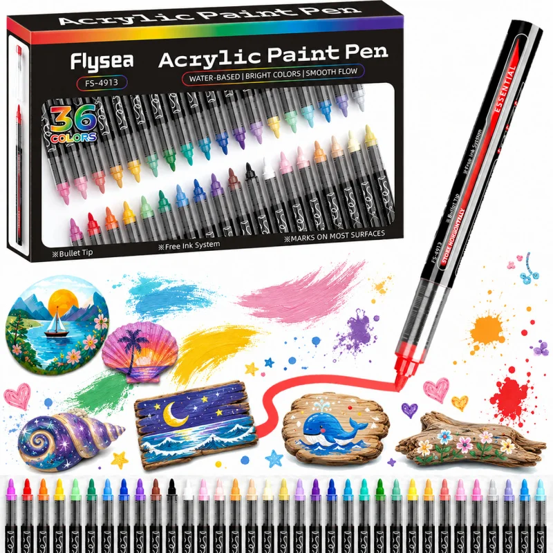 Hard Tip Acrylic Art Markers 12/24/36 Assorted Colors, Paint Pens for Painting on Rock, Wood, Glass, Textile, Pottery and Canvas
Hard Tip Acrylic Art Markers 12/24/36 Assorted Colors, Paint Pens for Painting on Rock, Wood, Glass, Textile, Pottery and Canvas