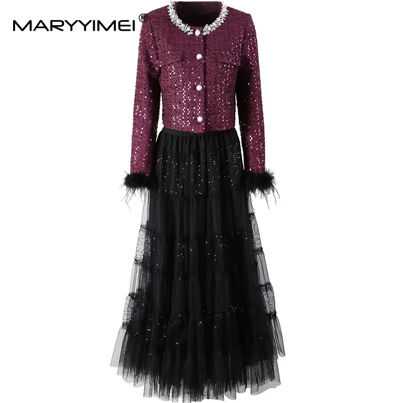 MARYYIMEI Elegant Women's Suit Single-Breasted Long-Sleeved Tops+ High End Luxury Big Swing Skirt Sequins Beading 2-piece set
MARYYIMEI Elegant Women's Suit Single-Breasted Long-Sleeved Tops+ High End Luxury Big Swing Skirt Sequins Beading 2-piece set