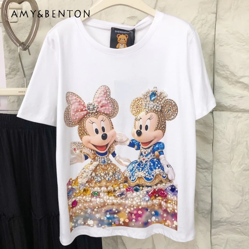 2025 Summer New Tees Pullover Heavy Industry Beaded Cartoon Print T-shirt Ins Summer Loose And Versatile Trend Short-sleeved Top
2025 Summer New Tees Pullover Heavy Industry Beaded Cartoon Print T-shirt Ins Summer Loose And Versatile Trend Short-sleeved Top