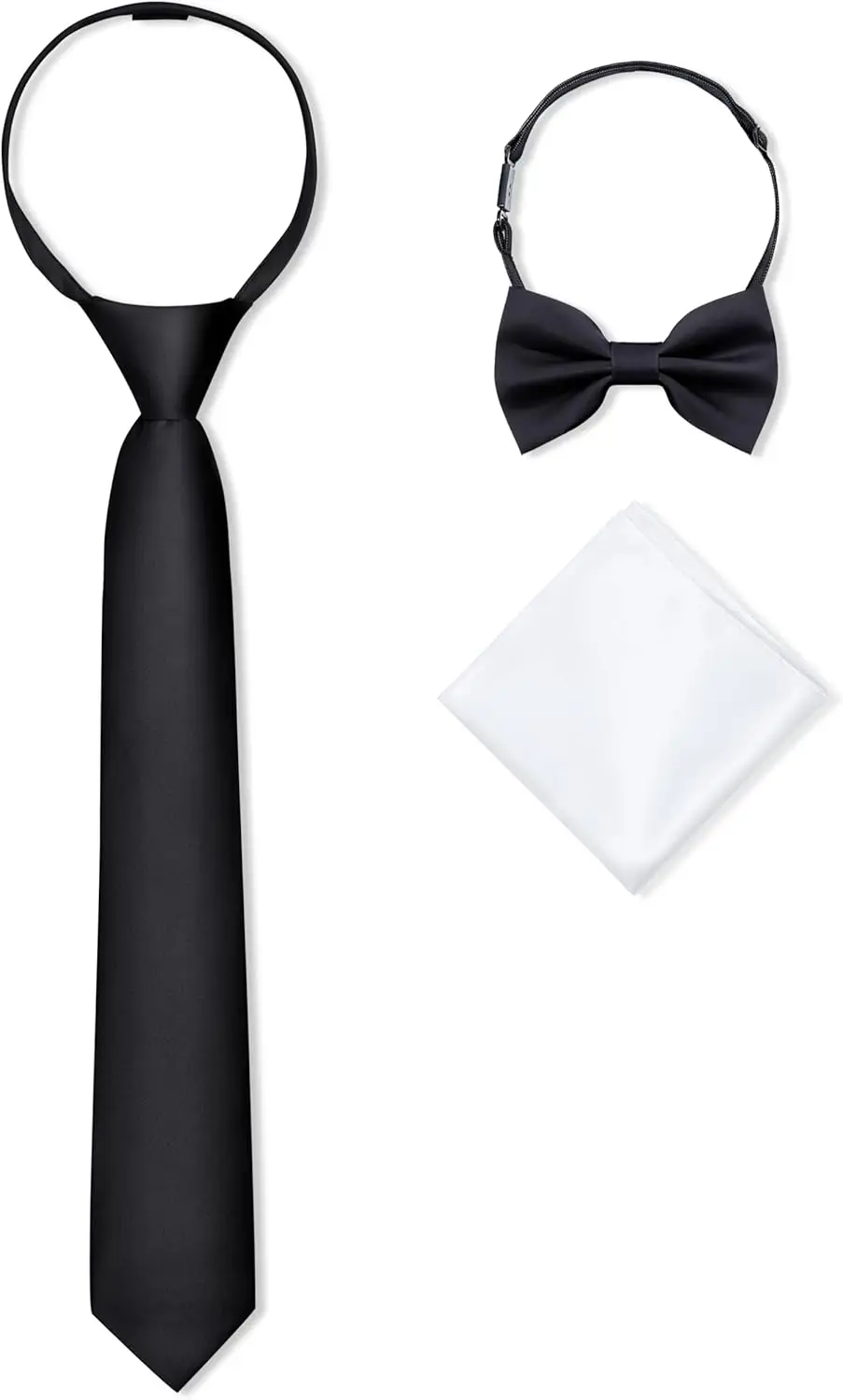 Boys Pre-tied Zipper Tie Elastic Strap Bowtie and Pocket Square 3-piece Set Ages 1-16 Gift Box
Boys Pre-tied Zipper Tie Elastic Strap Bowtie and Pocket Square 3-piece Set Ages 1-16 Gift Box