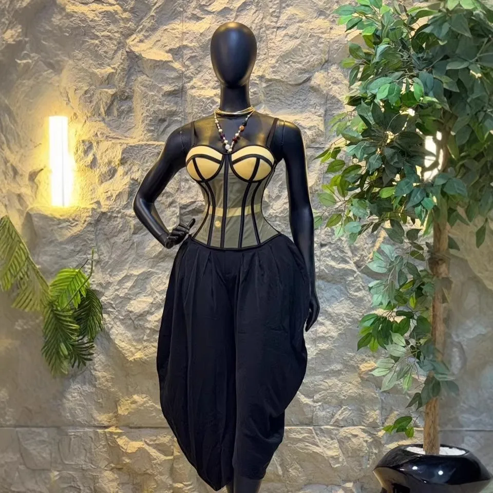 2 Pieces Set For Woman Pants Elegant Printed High Waist Trousers Wide Leg Black Long Pants Cropped Top Beige Corset Pants
2 Pieces Set For Woman Pants Elegant Printed High Waist Trousers Wide Leg Black Long Pants Cropped Top Beige Corset Pants
