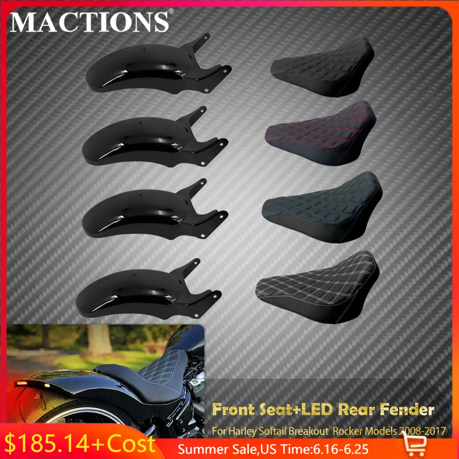 Motorcycle Driver Solo Seat Rear LED Light Fender With Brake Turn Signal Lamp Set For Harley Softail Breakout Rocker 2008-2017
Motorcycle Driver Solo Seat Rear LED Light Fender With Brake Turn Signal Lamp Set For Harley Softail Breakout Rocker 2008-2017