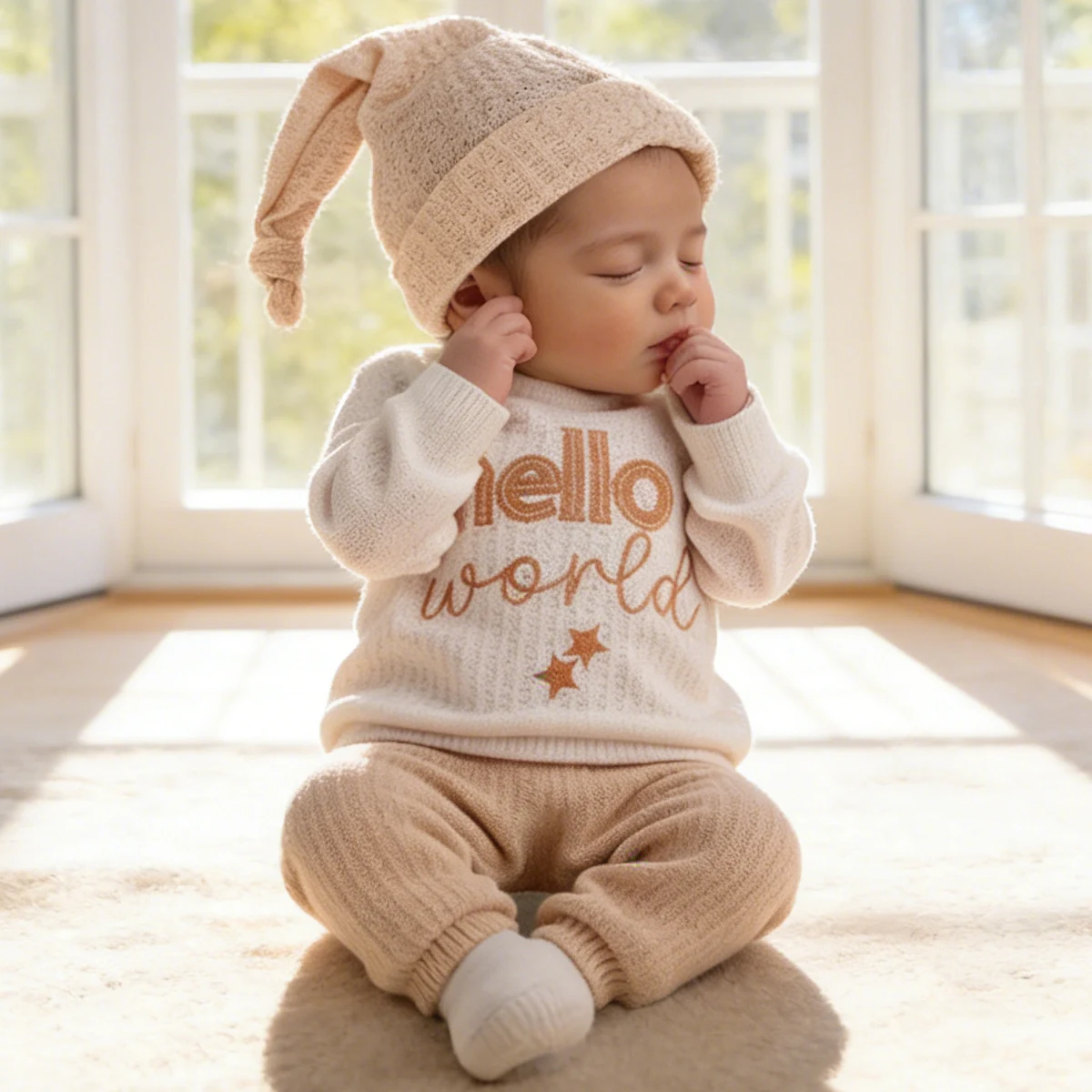 Комплект из 2 предметов: комбинезон для новорожденных с вышивкой "Hello" и шапочкой с бантом, для фотосессий и выписки из роддома, подарок для малыша
Комплект из 2 предметов: комбинезон для новорожденных с вышивкой "Hello" и шапочкой с бантом, для фотосессий и выписки из роддома, подарок для малыша