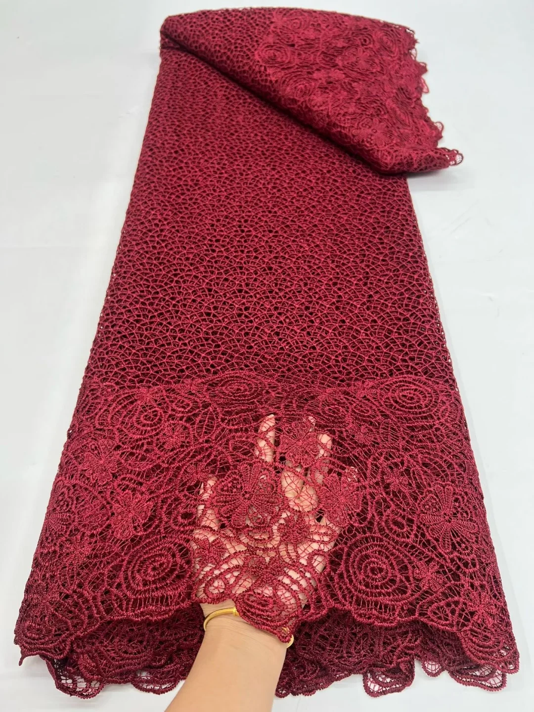 Red Water Soluble Cord Lace Fabric Hollow Floral Embroidery Milk Silk Lace for Sewing Dresses Fashion Clothing by 5 yards
Red Water Soluble Cord Lace Fabric Hollow Floral Embroidery Milk Silk Lace for Sewing Dresses Fashion Clothing by 5 yards