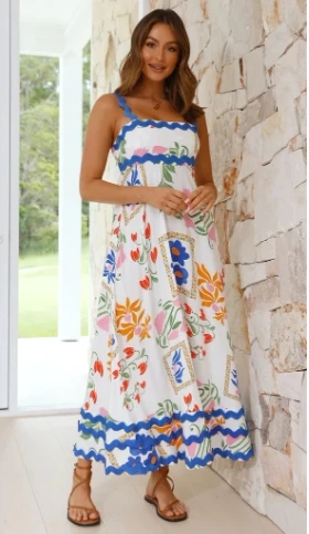 Novelty Woman Dress 2024 New Small Floral Wave Suspender Dress Women's Elegant Dresses
Novelty Woman Dress 2024 New Small Floral Wave Suspender Dress Women's Elegant Dresses