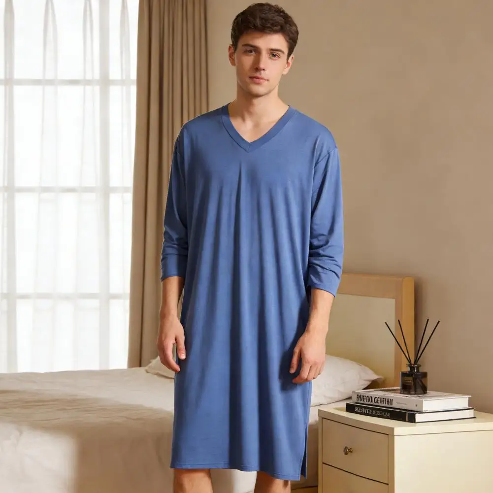 Men Nightgown Men Robe Men's V-neck Nightgown Long Sleeve Soft Fabric Robe Loose Fit Sleepwear Comfortable Home BMen Nightwear
Men Nightgown Men Robe Men's V-neck Nightgown Long Sleeve Soft Fabric Robe Loose Fit Sleepwear Comfortable Home BMen Nightwear