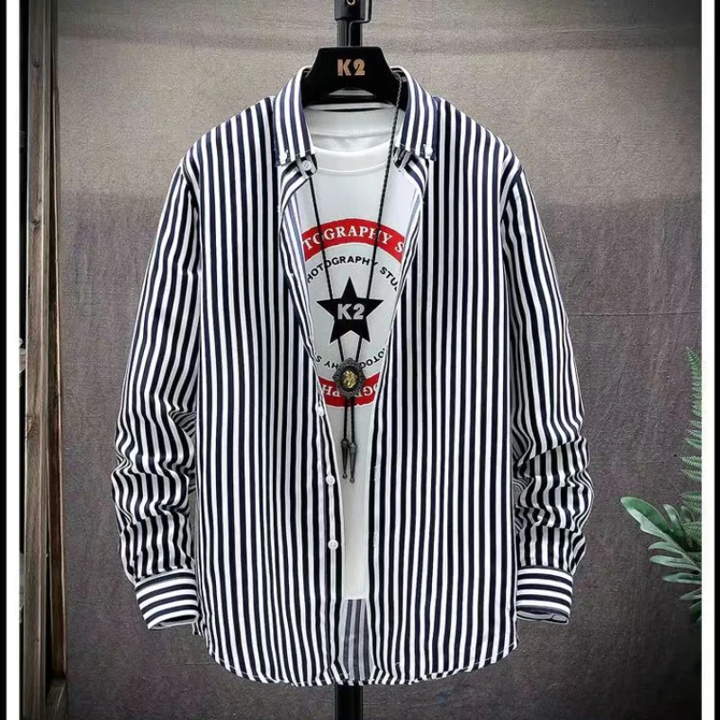 Men's Striped Shirt Long Sleeve Business Formal Dress Shirts Black Navy Korean Fashion All-Match Slim Fit Shirts Size M-5XL
Men's Striped Shirt Long Sleeve Business Formal Dress Shirts Black Navy Korean Fashion All-Match Slim Fit Shirts Size M-5XL