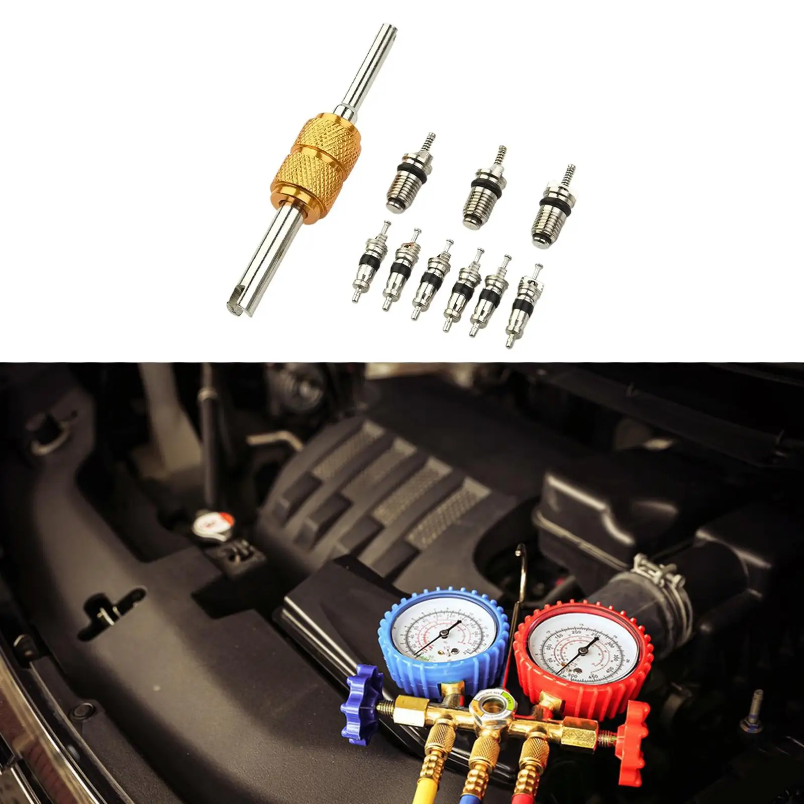 9 Pieces Car Air Conditioning Valve Core Accessory A/C Retrofit Valve Kit Spare Parts Repair A/C System Repair Service
9 Pieces Car Air Conditioning Valve Core Accessory A/C Retrofit Valve Kit Spare Parts Repair A/C System Repair Service