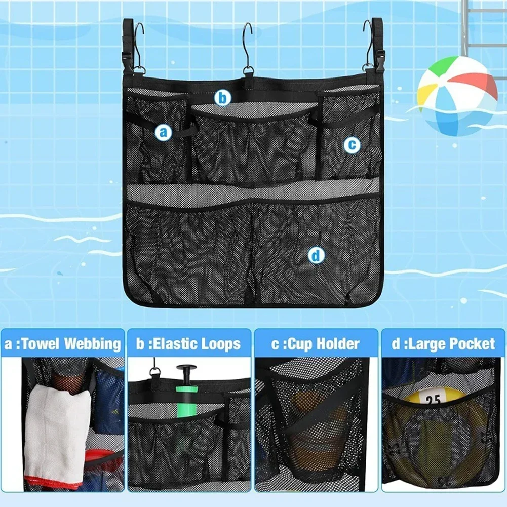 1×Side Mesh Holder By The Swim Pool Storage Net Black For Float Toy With 3 Large Hook Side Adjustable Cycling Accessories
1×Side Mesh Holder By The Swim Pool Storage Net Black For Float Toy With 3 Large Hook Side Adjustable Cycling Accessories