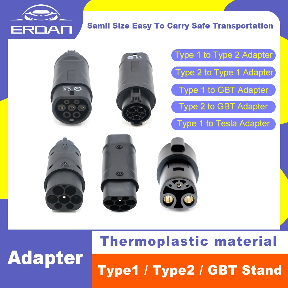 ERDAN Type 1 to Type 2 Tesla GBT Adapter China Standard EV Converter J1772 IEC 62196-2 for Electric Vehicle Charging Connector
ERDAN Type 1 to Type 2 Tesla GBT Adapter China Standard EV Converter J1772 IEC 62196-2 for Electric Vehicle Charging Connector
