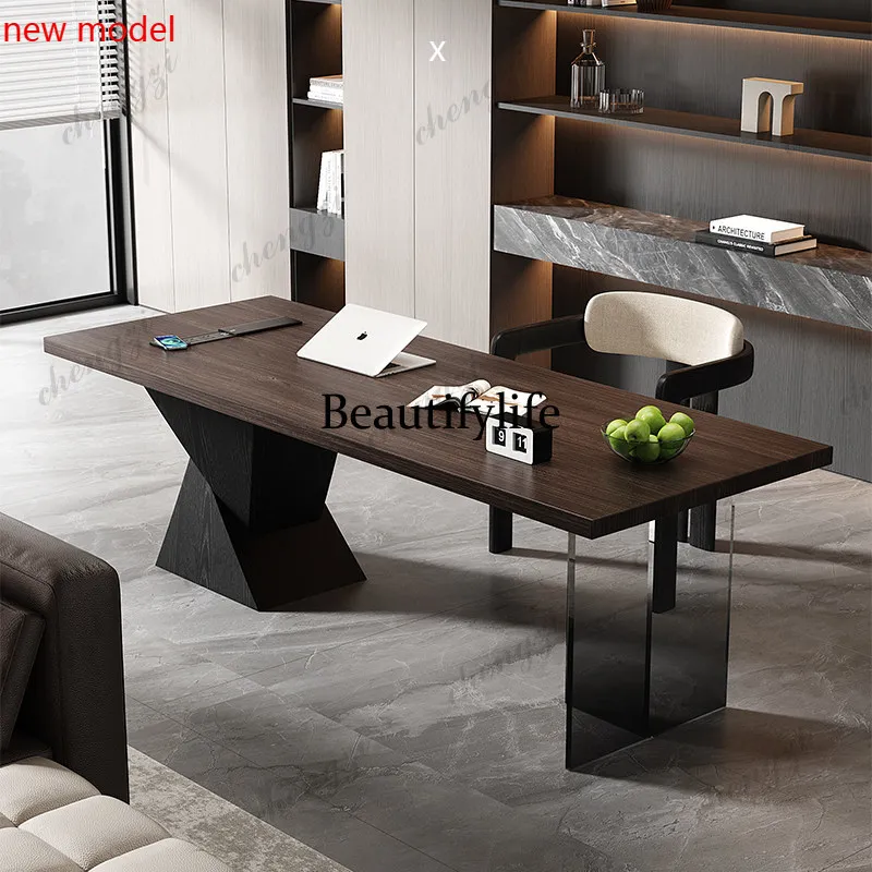 Solid wood computer desk, light luxury Italian style, simple home office conference tableN138
Solid wood computer desk, light luxury Italian style, simple home office conference tableN138
