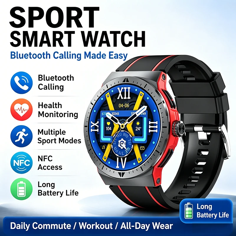 GEJIAN NFC Smart Watch Heart Rate Blood Pressure Monitoring Bluetooth Call AI Voice Assistant IP68 GPS Trajectory Smartwatches
GEJIAN NFC Smart Watch Heart Rate Blood Pressure Monitoring Bluetooth Call AI Voice Assistant IP68 GPS Trajectory Smartwatches