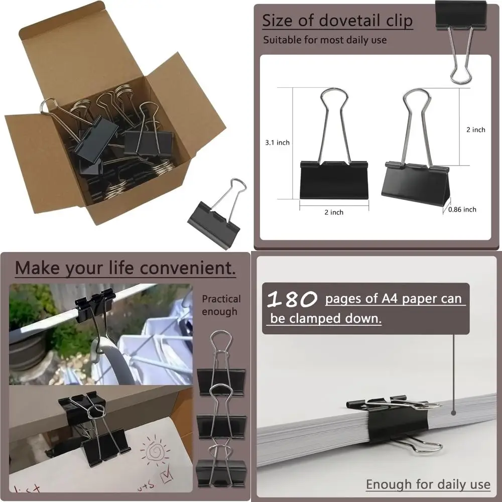 Extra Large Binder Clips, 2-Inch, 15 Pack (51mm Width) - Big Paper Clamps with 0.8-Inch (20mm) Capacity, Black, Ideal for Office
Extra Large Binder Clips, 2-Inch, 15 Pack (51mm Width) - Big Paper Clamps with 0.8-Inch (20mm) Capacity, Black, Ideal for Office