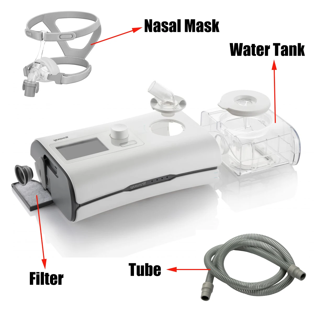 Replacement Water Box Tank, Nasal Mask, 1.8m Hose for Yuwell YH550 CPAP Device w/ built-in Humidifier for Travel Sleep Apnea
Replacement Water Box Tank, Nasal Mask, 1.8m Hose for Yuwell YH550 CPAP Device w/ built-in Humidifier for Travel Sleep Apnea