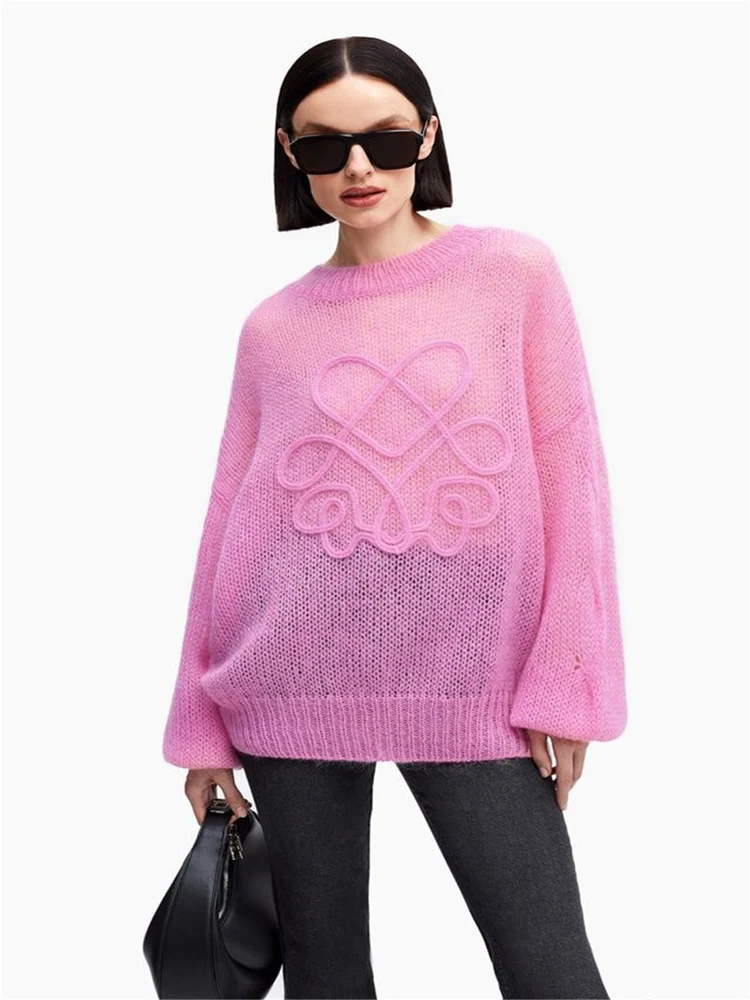 New Autumn Winter Casual Solid Embroidered Long-sleeved Round Neck Loose Women's Knitted Sweater, Fashion Female Pullover Tops
New Autumn Winter Casual Solid Embroidered Long-sleeved Round Neck Loose Women's Knitted Sweater, Fashion Female Pullover Tops