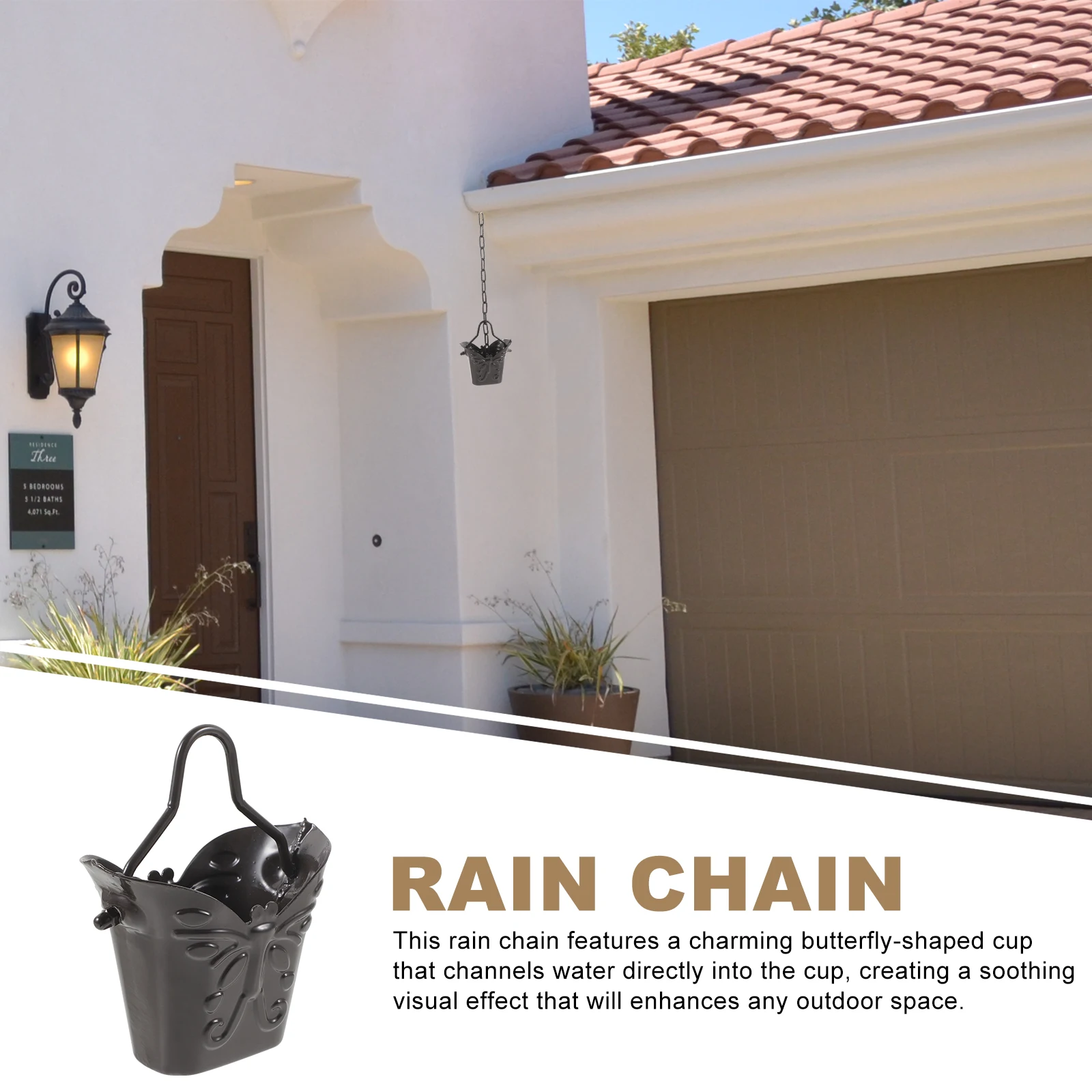 Rain Chain Butterfly Shape Aluminum Alloy Large Cup Rainwater Diverter Decorative Gutter Downspout Chain Outdoor
Rain Chain Butterfly Shape Aluminum Alloy Large Cup Rainwater Diverter Decorative Gutter Downspout Chain Outdoor