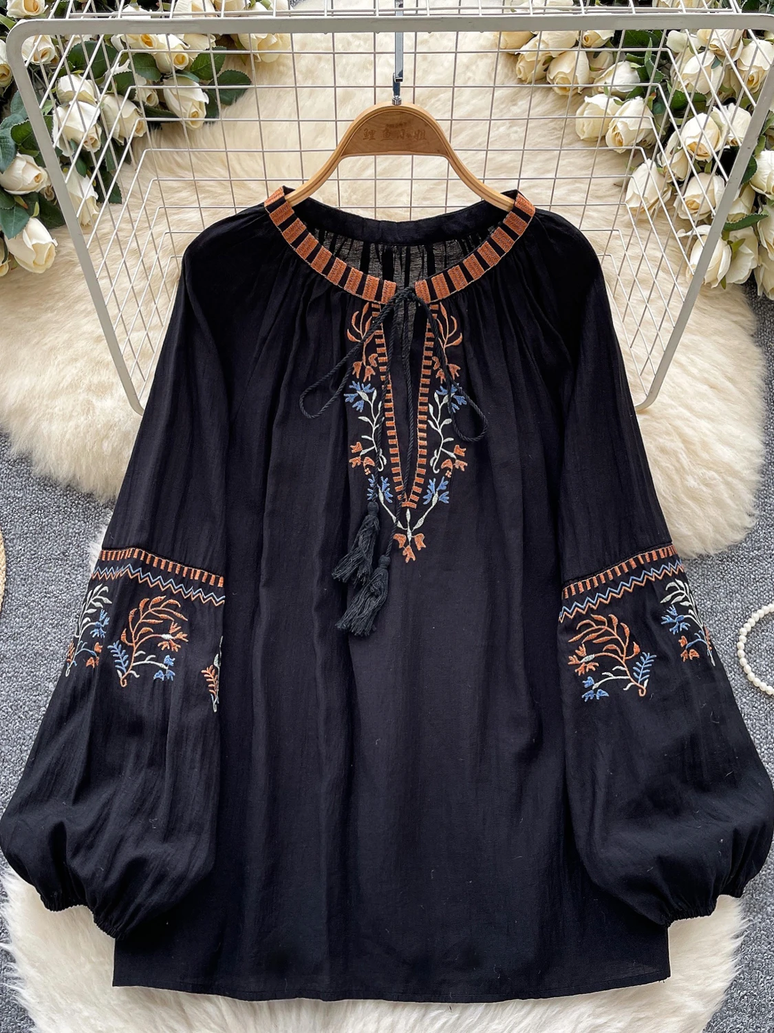 Fashion Embroidery Pullover Shirt Women Autumn New Korean Style Retro Lantern Sleeve Tops Print Casual Loose Versatile Coat
Fashion Embroidery Pullover Shirt Women Autumn New Korean Style Retro Lantern Sleeve Tops Print Casual Loose Versatile Coat