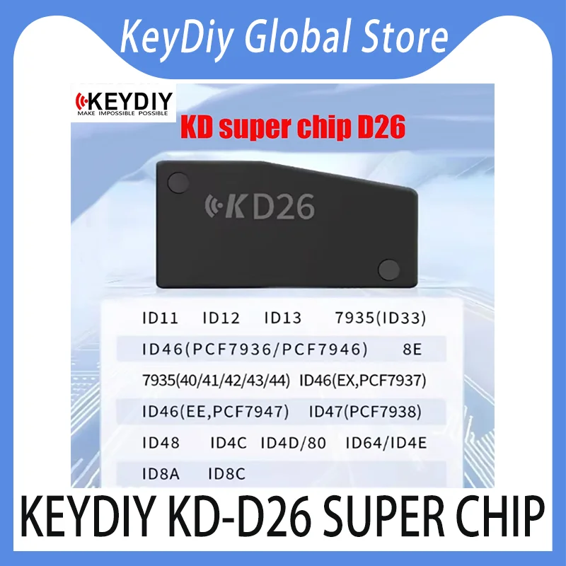 KEYDIY KD Super Chip D26 Super Transponder PCF7935 PCF7936 ID8A/8C/46/47/48/49/4D/80/64/4E/33/11/12/13 KDX2 KDX4 KDMAX MINI PROG
KEYDIY KD Super Chip D26 Super Transponder PCF7935 PCF7936 ID8A/8C/46/47/48/49/4D/80/64/4E/33/11/12/13 KDX2 KDX4 KDMAX MINI PROG