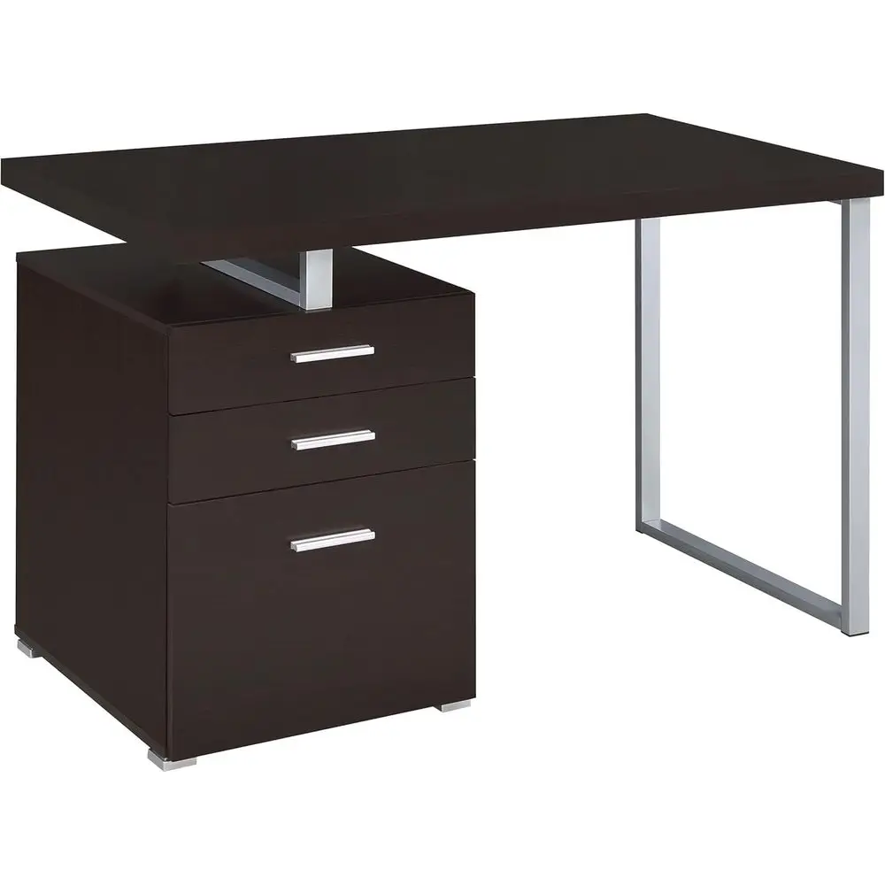 Modern 3-Drawer Writing Desk with Computer Desk and Storage, Silver Metal and Puccino Brown Finish
Modern 3-Drawer Writing Desk with Computer Desk and Storage, Silver Metal and Puccino Brown Finish