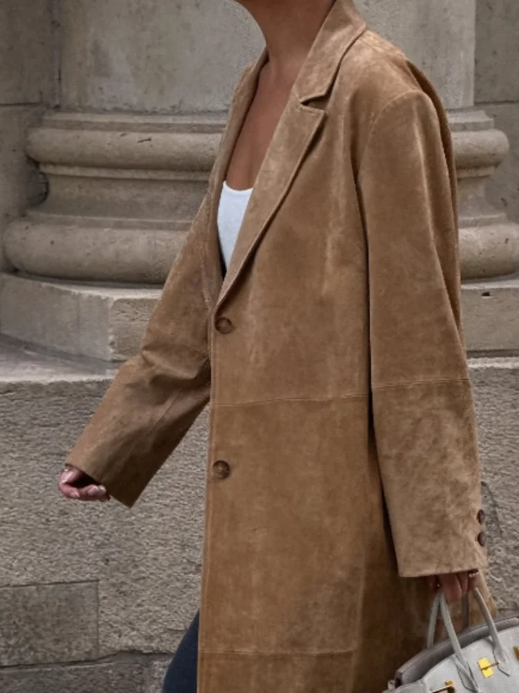 Fashion Suede Long Jackets Coat Women Elegant Lapel Full Sleeve Single Breasted Overcoats Lady Autumn Chic Casual Streetwear
Fashion Suede Long Jackets Coat Women Elegant Lapel Full Sleeve Single Breasted Overcoats Lady Autumn Chic Casual Streetwear