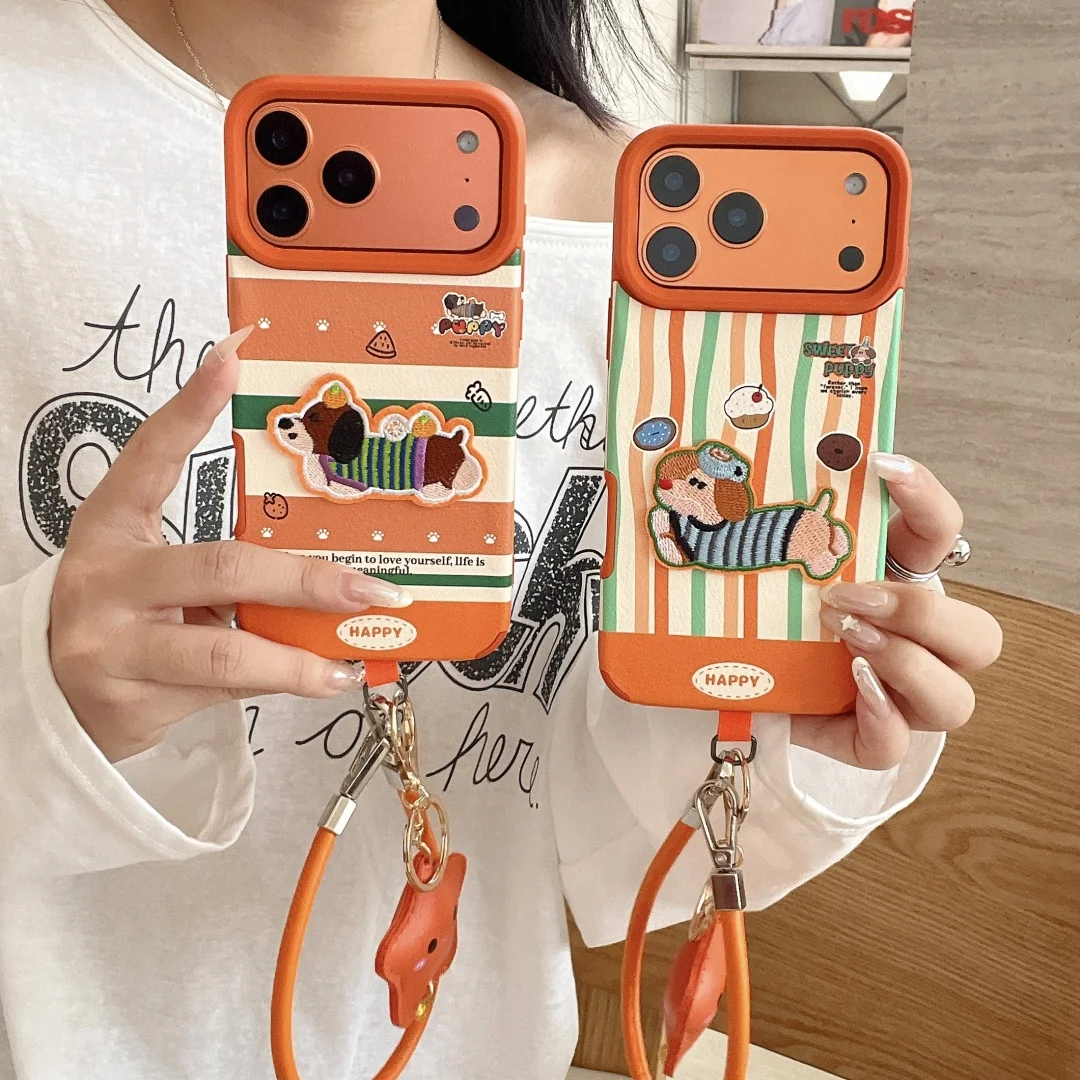 INS Korean Cute Striped Embroidered Dachshund Dog Phone Case For iPhone 17 16 15 14 13 12 Pro Max Soft Leather Shockproof Cover
INS Korean Cute Striped Embroidered Dachshund Dog Phone Case For iPhone 17 16 15 14 13 12 Pro Max Soft Leather Shockproof Cover