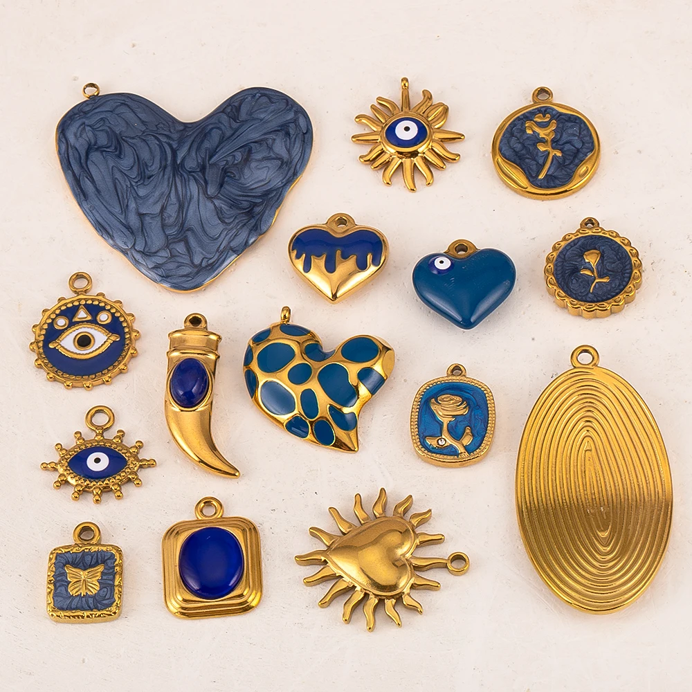 2pcs Stainless Steel Dark Blue Enamel Retro Charm Bohemia Style Pendant for DIY Earring Necklace Beach Vacation Jewelry Making
2pcs Stainless Steel Dark Blue Enamel Retro Charm Bohemia Style Pendant for DIY Earring Necklace Beach Vacation Jewelry Making
