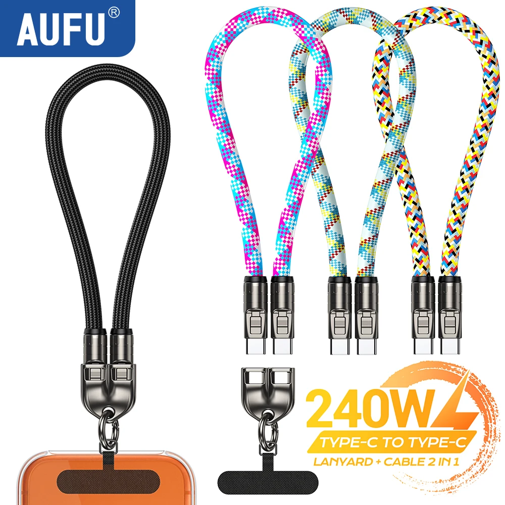 AUFU PD240W USB Type C Cable 5A Fast Charging Charger Data Wire For iPhone 17 Samsung S26 Short Wrist Strap Lanyard USB C Cable
AUFU PD240W USB Type C Cable 5A Fast Charging Charger Data Wire For iPhone 17 Samsung S26 Short Wrist Strap Lanyard USB C Cable