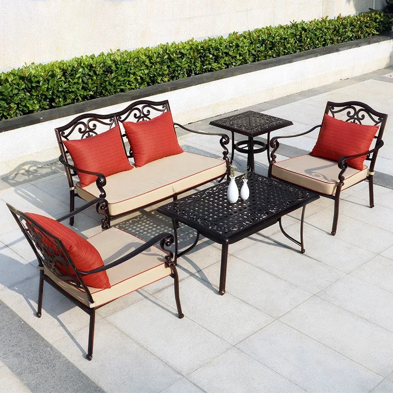 Outdoor sofa combination cast aluminum courtyard wrought iron table and chairs double European garden furniture
Outdoor sofa combination cast aluminum courtyard wrought iron table and chairs double European garden furniture