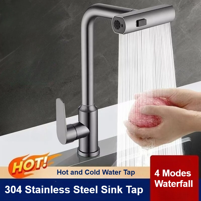 Кухонный смеситель, водопад, смесители для раковины, бытовой смеситель для ванной комнаты из нержавеющей стали, 4 режима, распылитель горячей и холодной воды
Кухонный смеситель, водопад, смесители для раковины, бытовой смеситель для ванной комнаты из нержавеющей стали, 4 режима, распылитель горячей и холодной воды