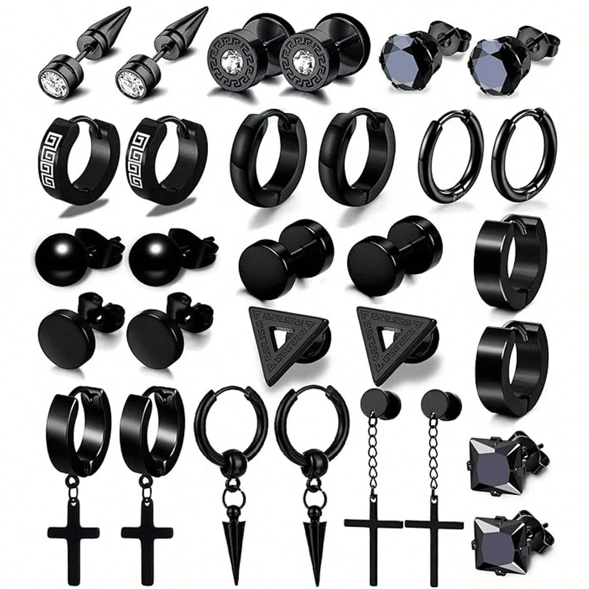 30pcs Men's Black Earrings Set Hypoallergenic Stud Hoop Gothic Punk Jewelry Unisex
30pcs Men's Black Earrings Set Hypoallergenic Stud Hoop Gothic Punk Jewelry Unisex