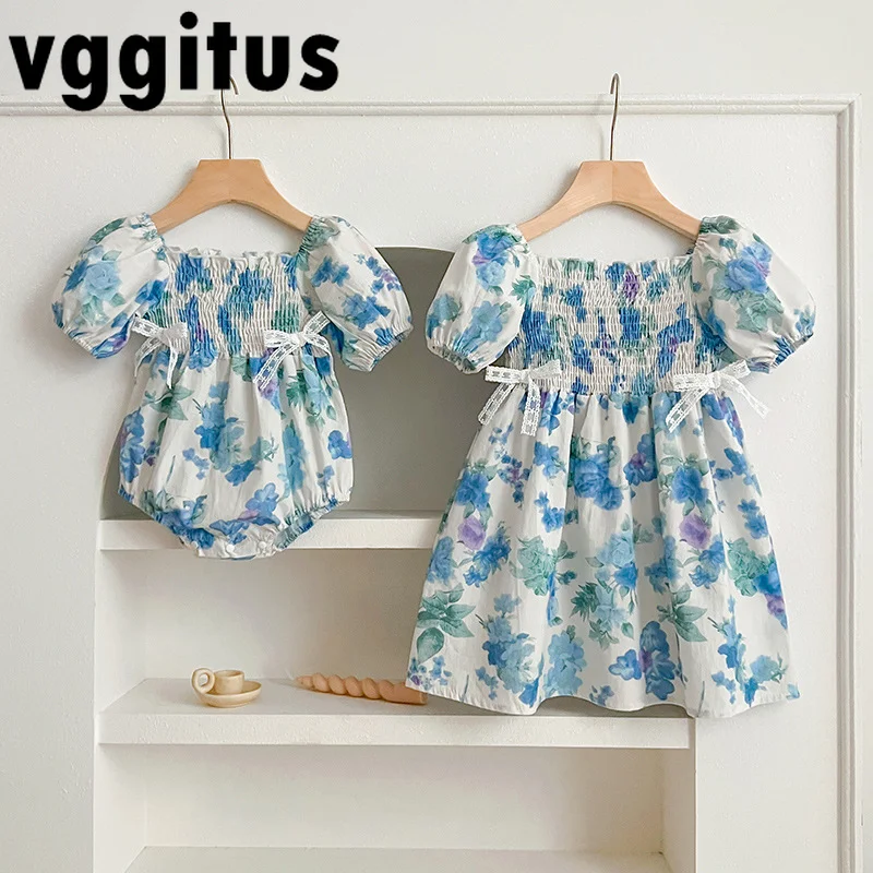 Baby Girl Summer Matching Outfits Thin One-piece Romper Floral Bubble Sleeve Smoking Dress Sisters Outwear Outfits H050
Baby Girl Summer Matching Outfits Thin One-piece Romper Floral Bubble Sleeve Smoking Dress Sisters Outwear Outfits H050