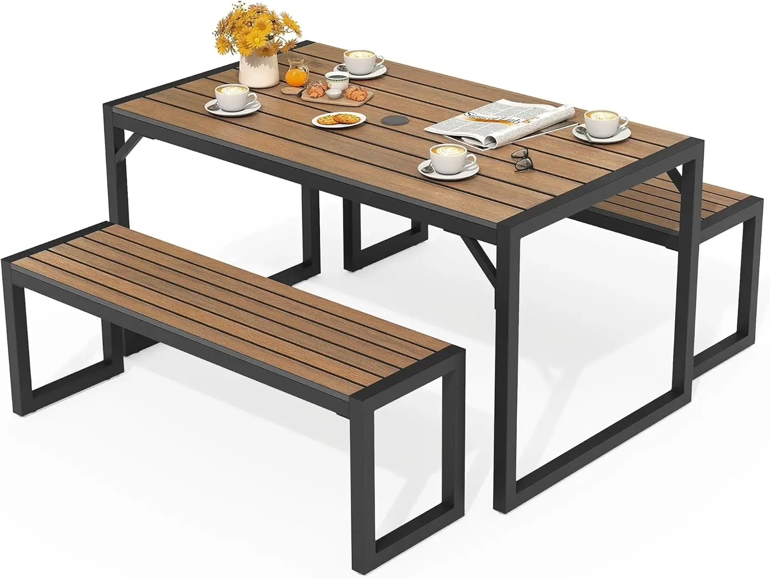 YITAHOME terrace dining table and bench, outdoor dining for 4-6 people, all-weather picnic by the garden, backyard, and pool
YITAHOME terrace dining table and bench, outdoor dining for 4-6 people, all-weather picnic by the garden, backyard, and pool
