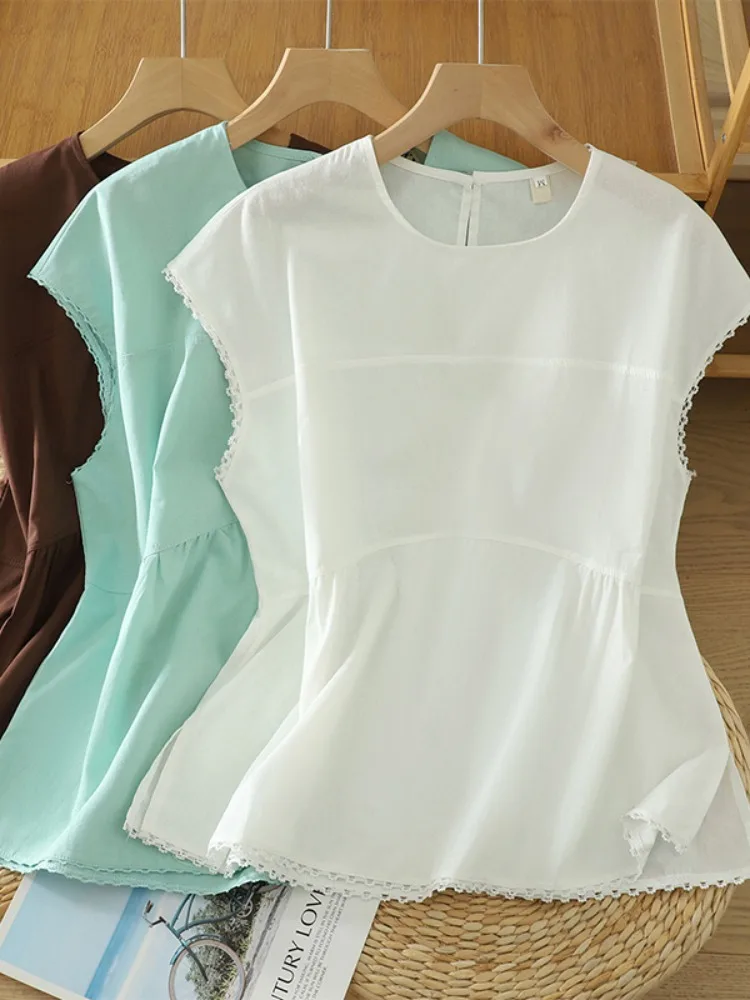 Japanese Sle Svel round Ne Lace Trim Linen Blend Women's T-irt Summer Fre A-Line Midi irt Casual Comfortable
Japanese Sle Svel round Ne Lace Trim Linen Blend Women's T-irt Summer Fre A-Line Midi irt Casual Comfortable