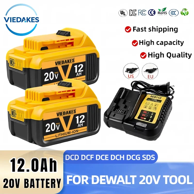 Fast Charging for DeWalt 20V Battery 12.0Ah with BMS Protection, Safe & Durable Replacement for DeWalt 20V DCB200 Series
Fast Charging for DeWalt 20V Battery 12.0Ah with BMS Protection, Safe & Durable Replacement for DeWalt 20V DCB200 Series