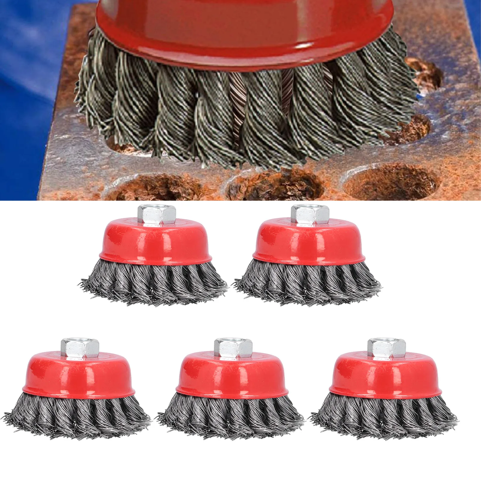 5Pcs Wire Cup Brush Wheel Twisted Knotted for Grinders Cleaning Rust Burring M14 Screw Thread
5Pcs Wire Cup Brush Wheel Twisted Knotted for Grinders Cleaning Rust Burring M14 Screw Thread