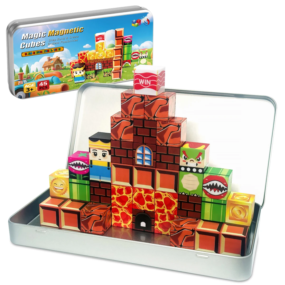 Magnetic Blocks Building Toys Set Toddler Kids Sensory Toys for Boys & Girls Magnetic Cubes Game with Storage Iron Box
Magnetic Blocks Building Toys Set Toddler Kids Sensory Toys for Boys & Girls Magnetic Cubes Game with Storage Iron Box