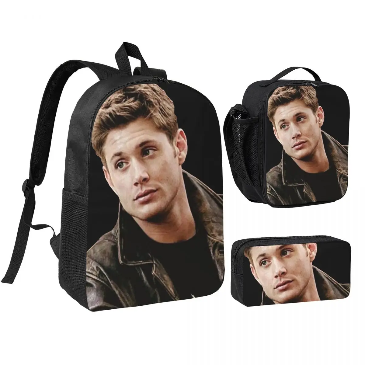 Dean Winchester Supernatural Backpack Boys Girls BookBag School Bag Computer Shoulder Bags 3ps Insulated Lunch Bag Pencil Case
Dean Winchester Supernatural Backpack Boys Girls BookBag School Bag Computer Shoulder Bags 3ps Insulated Lunch Bag Pencil Case